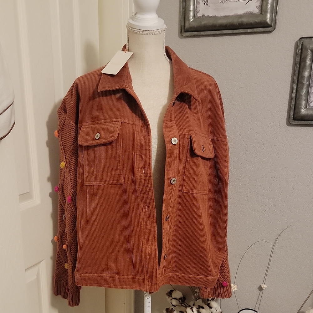 Entro Corduroy Jacket With Decorative Sleeves-NWT